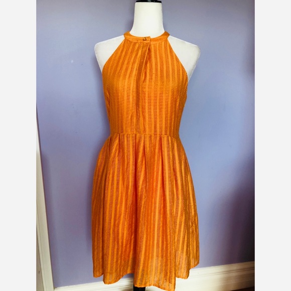 Cynthia Steffe poppy orange high neck dress - Picture 2 of 6